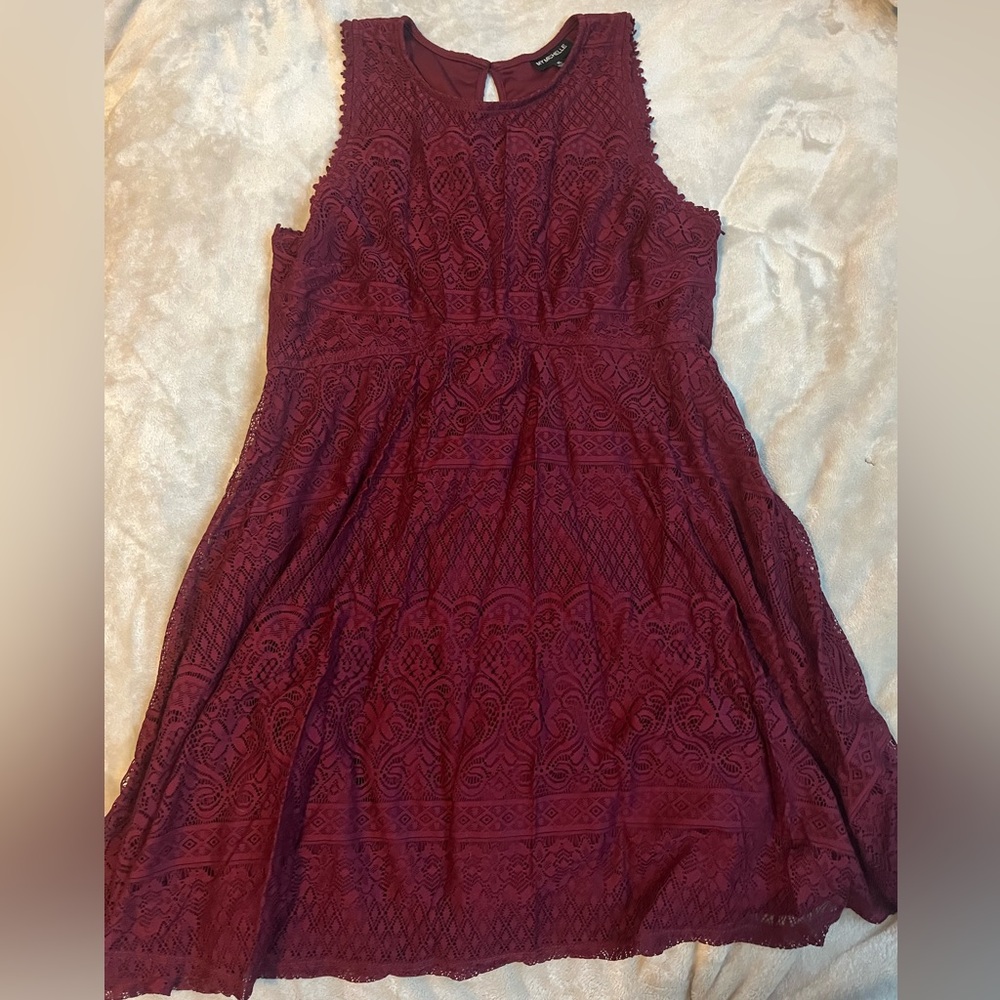 My Michelle Burgundy Lace Dress sz XL